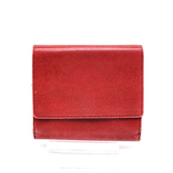 BURBERRY Compact Red Cross Grain Leather Tri-Fold Wallet - Picture 7 of 12